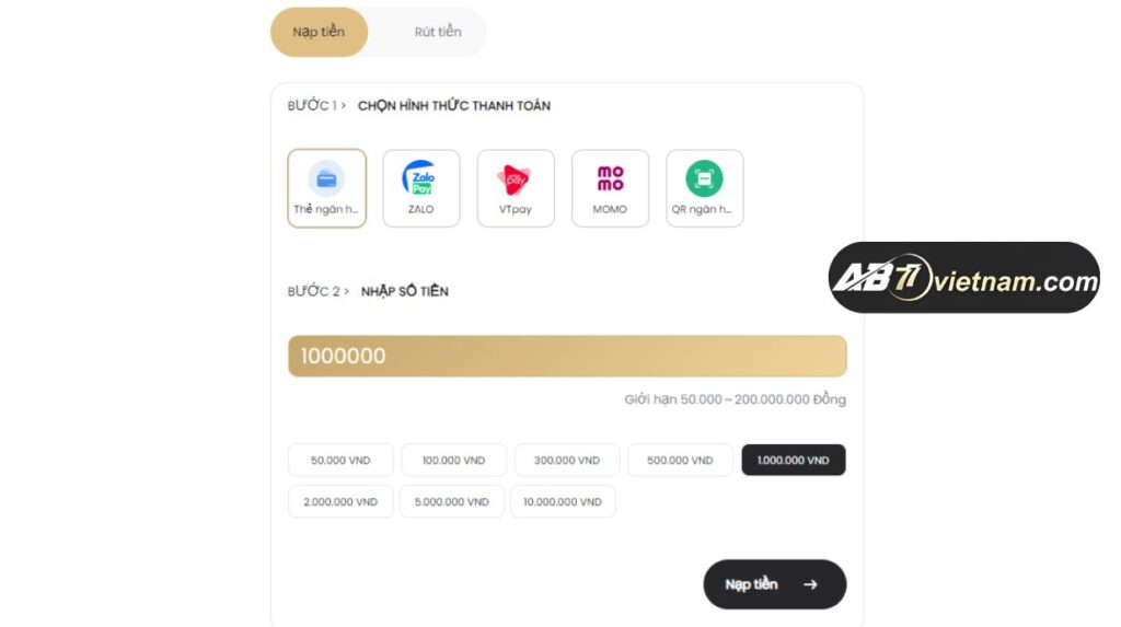 Giới thiệu về tính năng Nạp tiền Ab77